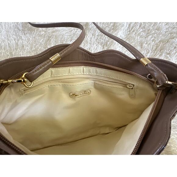 Vintage 70s Sylvia Snakeskin Convertible Clutch Shoulder Bag Brown 11"x7" - Picture 6 of 9